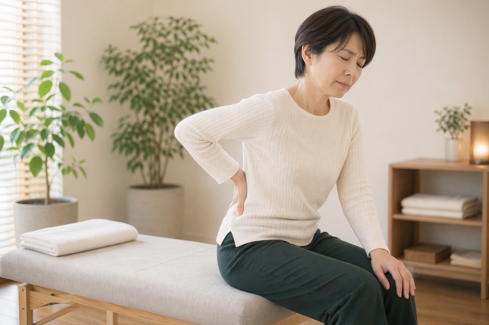 腰を気にする女性のイメージ